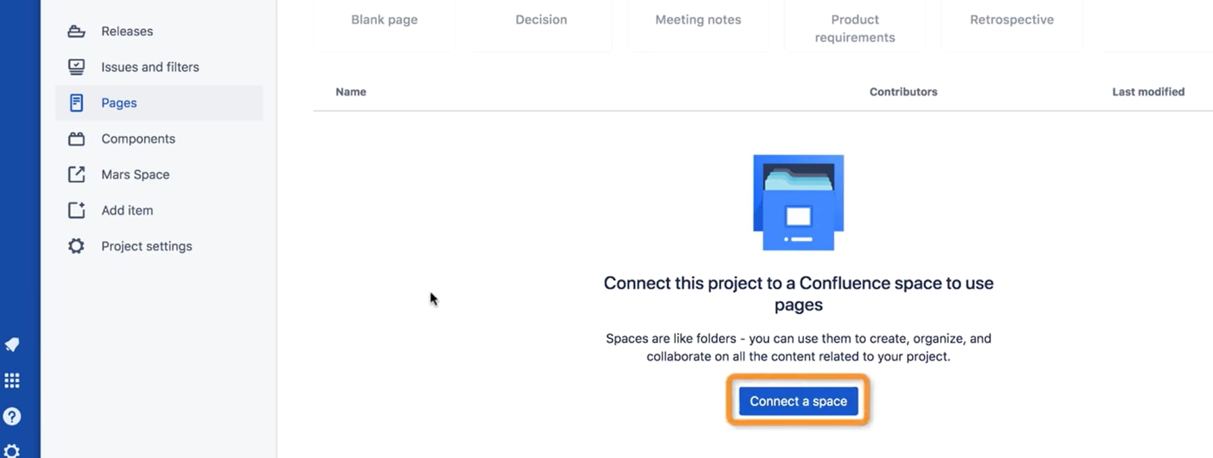 JIRA Confluence: Connect a space
